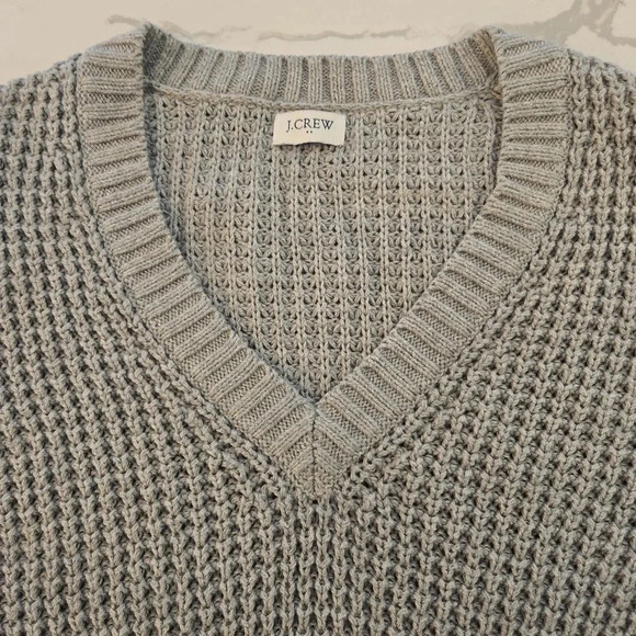 J. Crew V-Neck Long Sleeve Cotton Knit Sweater Gray Womens Size Medium - Picture 5 of 9